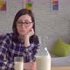 Young Woman and Causing Food Allergies To Milk and Lactose