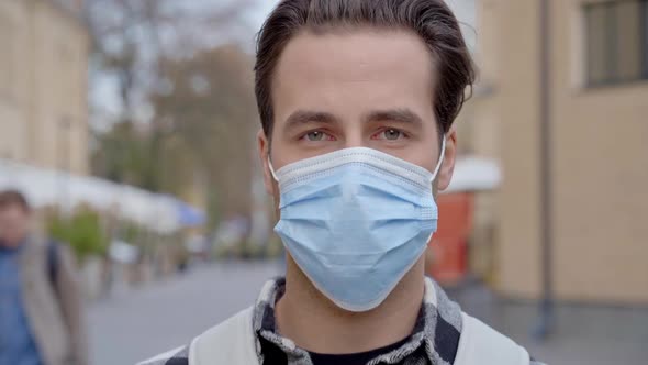 Man with protective face mask