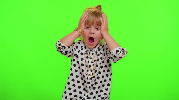 Upset Displeased Little Child Kid Girl Raising Hands Asking Reason of Failure Misunderstanding alt