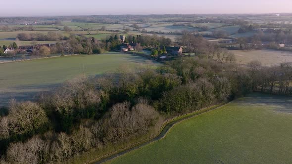 Rowington Warwickshire Grand Union Canal Cutting Aerial Landscape Countryside England UK Winter