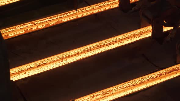 Steelmaking Steel Bars and Pipe Production Redhot Pipes Transported on Production Line Heavy alt