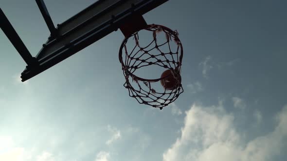 Failed Attempt of Basketball Shot As Ball Miss the Basket After