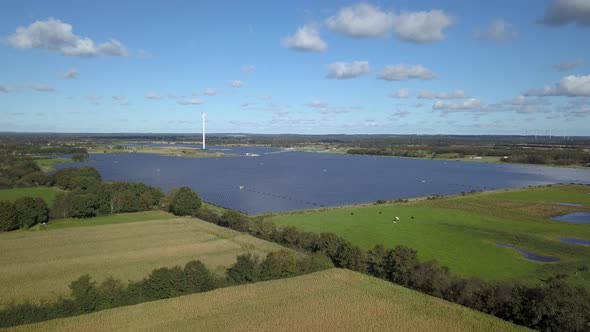 Aerial of The Eggebek Solar Park, Germany's largest photovoltaic power station alt
