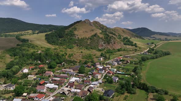 Aerial view of the village of Kamenica in Slovakia
