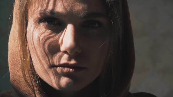 Portrait of Young Woman. Light and Shadow