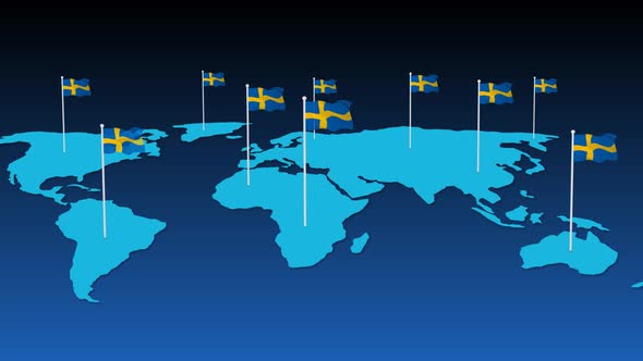 Sweden National Flag Fly On Earth Map Animation alt