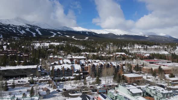 Breckenridge in Winter 4k drone alt