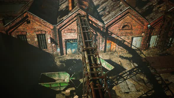 Abandoned Old Building with Rusty Iron Constructions alt