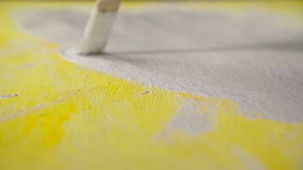 Painting and Decorating of White Paint and Brushes Close Up alt