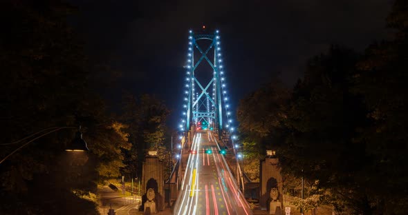 Vancouver Bridge Cars Commuting at Night