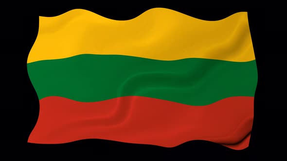 Lithuania Flag Wave Motion Black Background