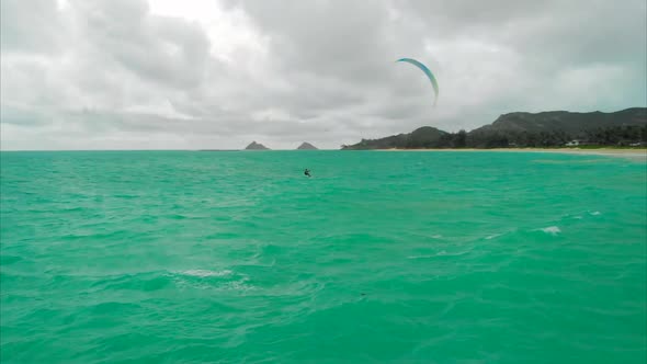 Aerial of Kite Boarder in Kailua Bay alt