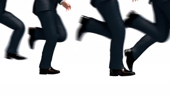 Running Legs, Close Up Crowd of Businessmen