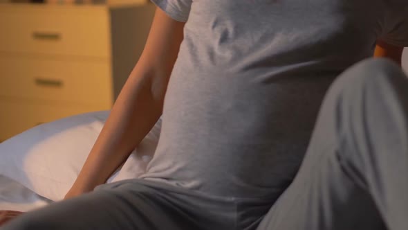 Pregnant Lady Lying Bed to Sleep on Side Position, Health Care During Trimester alt