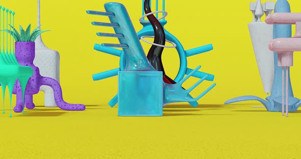 Creative Minimal 3d art. Animated surreal stylish objects in geometric abstract space.