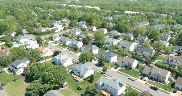 Wide Panorama Aerial View with Tall Single Home in the Beautiful Residential Quarters Sayreville alt