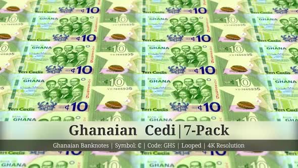 Ghanaian  Cedi | Ghana Currency - 7 Pack | 4K Resolution | Looped alt