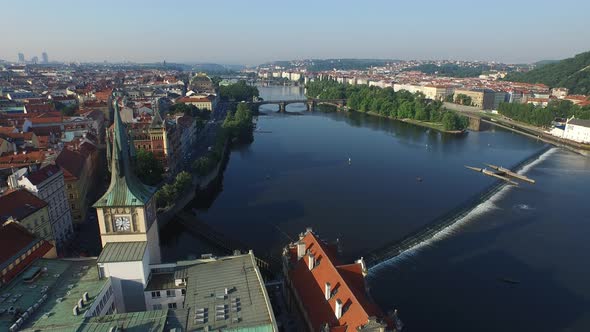 Aerial view of Vltava River with Shooter's Island alt