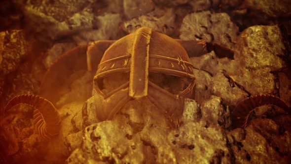 Ancient Viking Warrior Helmet Embedded In A Volcanic Rock alt