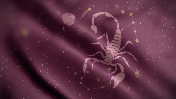 Scorpio Zodiac Horoscope Video Flag Textured Background Close Up HD