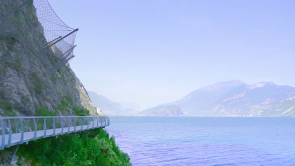 Pedestrian Path Hanging on the Mountain on Lake Garda alt