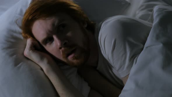 Nightmare, Sleeping Redhead Beard Man Face in Fear alt