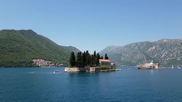 Natural Islet with Saint George Benedictine Monastery. Kotor Bay. Montenegro