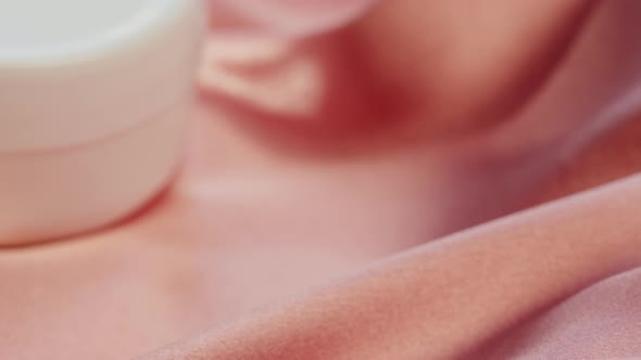 Pink Silk with Cream Closeup Satin Luxury Cloth Texture Background alt