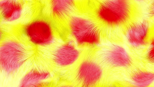 Faux Fur Red Polka Dots On Yellow Background