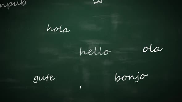 Language learning concept. Word - Hello - in different international languages. alt