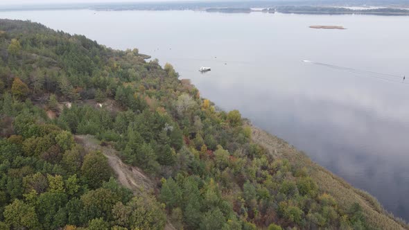 Aerial View of the Dnipro River - the Main River of Ukraine alt