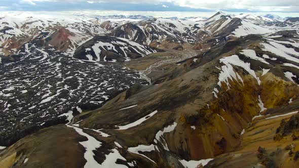Amazing landscape of Landmannalaugar seen from above, Iceland alt