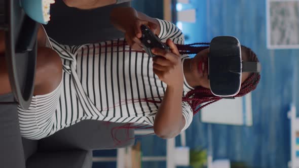 Vertical Video Married Interracial Couple Using Technology at Home alt