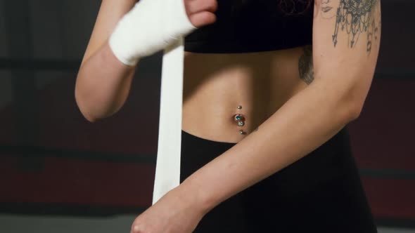 Boxer Woman Wear White Wristbands 10