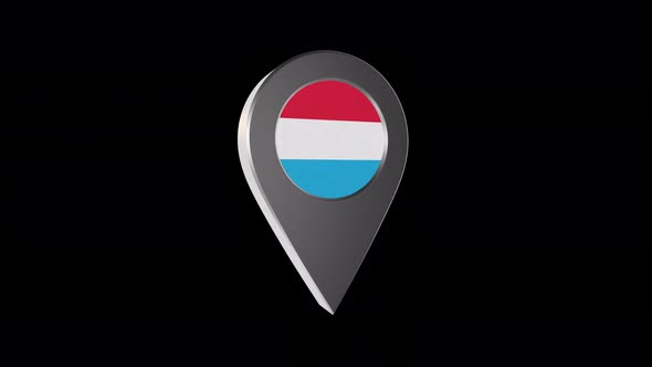 3d Animation Map Navigation Pointer With Luxembourg Flag With Alpha Channel - 4K alt