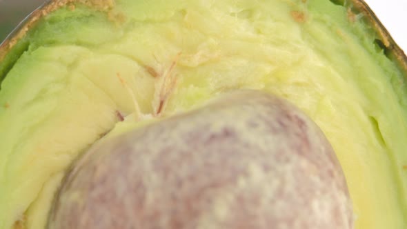 Macro shot of Avocado isolated on white background, Close up. Vertical Video Format