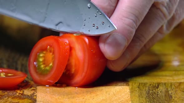 Tomato Cutting Close Up