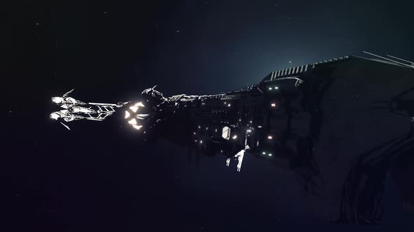 Large Sci-Fi Spaceship Establishing Shot