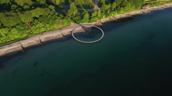 Breathtaking Drone Shot of a Wooden Pier  The Infinite Bridge in Denmark alt