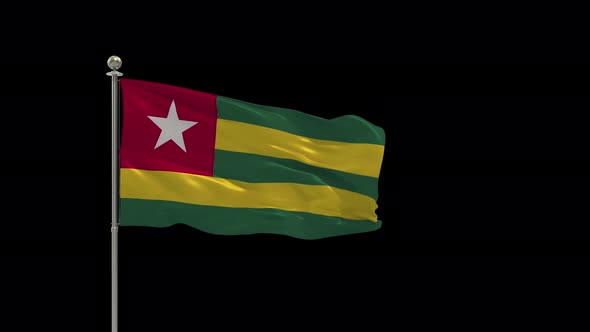 Togo Flag Pole Looping  Animation Include Alpha Channel alt