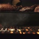 Cooking Meat on grill. meat is roasted on hot grill  with sparks. - VideoHive Item for Sale