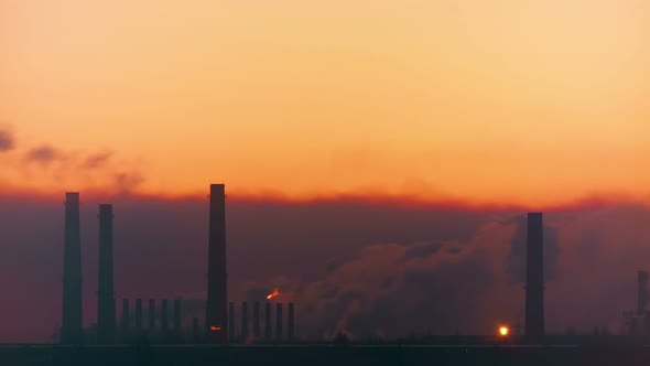 Industry time lapse. Smoking chimneys footage.