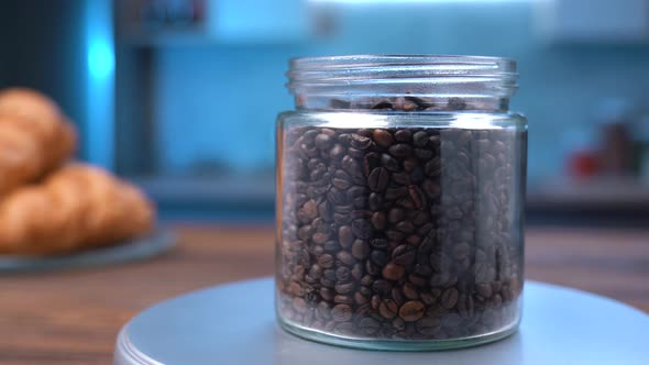 Black Coffee Grains In Jar