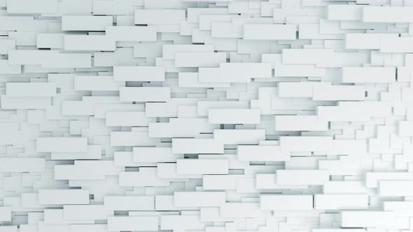 White bricks moving in the wall. Abstract seamless 3d animation alt