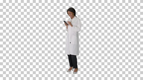 Smiling African American female doctor, Alpha Channel alt