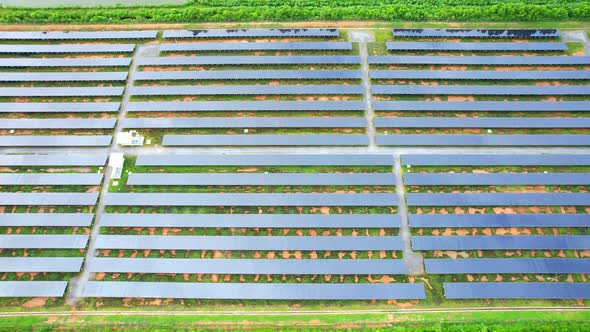 Top view of a solar power station. drone footage. 4k alt