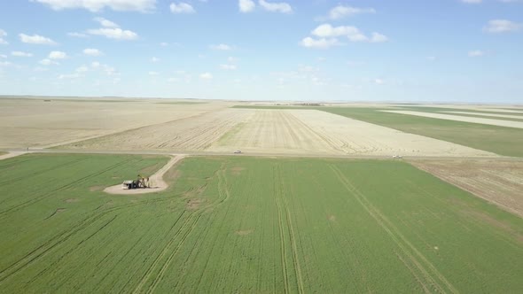 Aerial view of farmlands on Eastern Plains in the Spring. alt