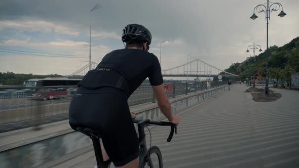 Cyclist Biking On Carbon Bike. Professional Road Bicycle Racer Cycling Training. Bicycle Cardio. alt