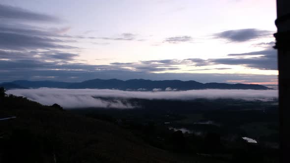 Landscape of sunrise sky and the sea of fog in the morning