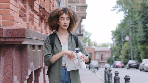 African American Mixed Race Female Tourist Feeling Hot Suffering From High Temperature Summer Heat alt